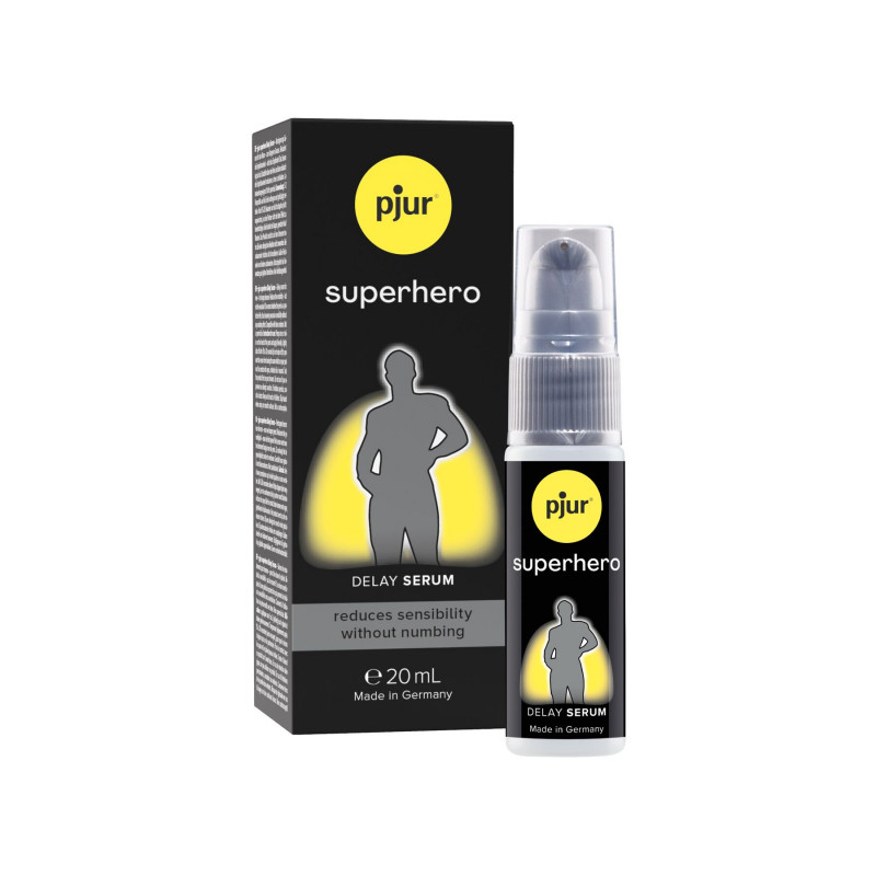 Текстура сироватки-пролонгатора pjur Superhero Delay Serum 20 мл, крапля на пальці