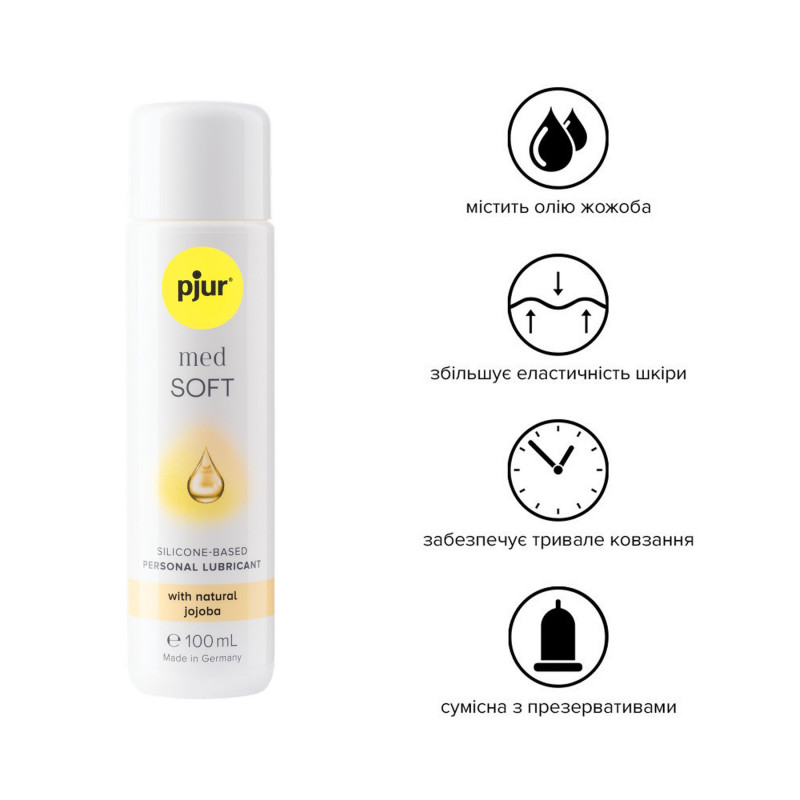 Флакон силіконової змазки Pjur Med Soft 100 мл, вигляд збоку