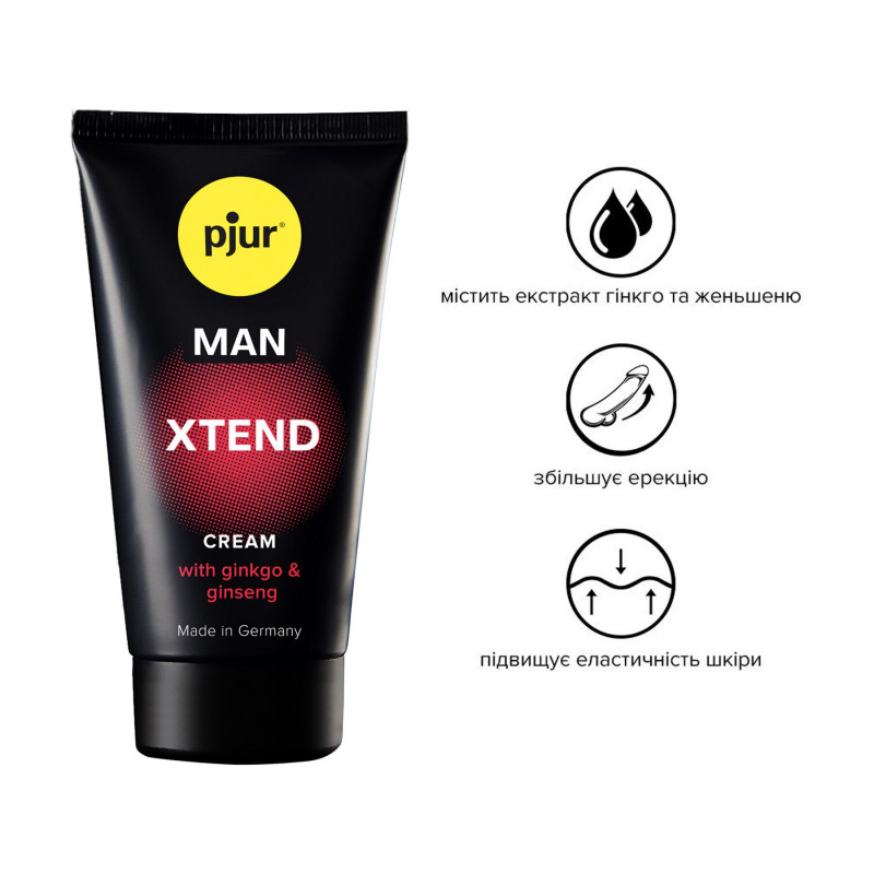 Крем Pjur MAN Xtend Cream 50 мл, вид збоку, демонструє тюбик