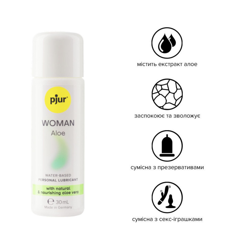 Детальний вигляд флакона лубриканта Pjur Woman Aloe 30 мл з екстрактом алое