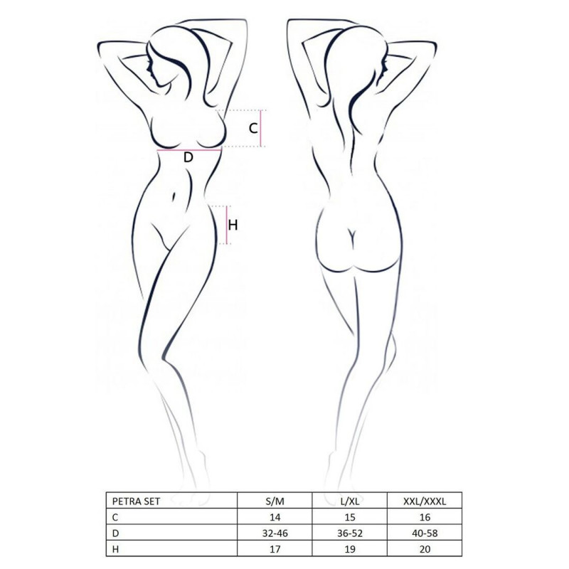 Стильний чорний комплект білизни Passion Exclusive PETRA SET L/XL - повний образ