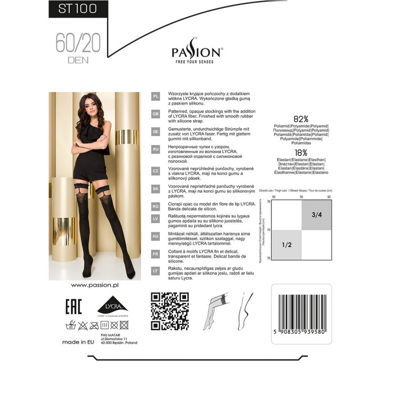 Деталі оздоблення червоних панчіх Passion ST100 1/2