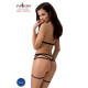 Чорний комплект білизни Passion Exclusive MORGAN SET OpenBra L/XL з детальним виглядом стрепів