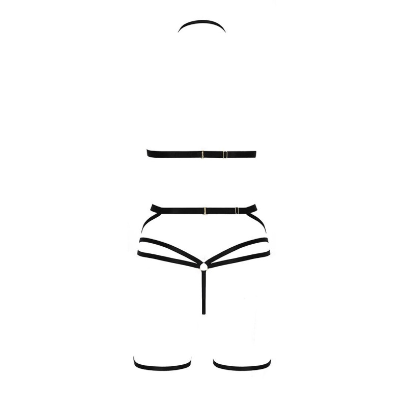 Упаковка комплекту білизни Passion Exclusive MORGAN SET OpenBra S/M, чорний