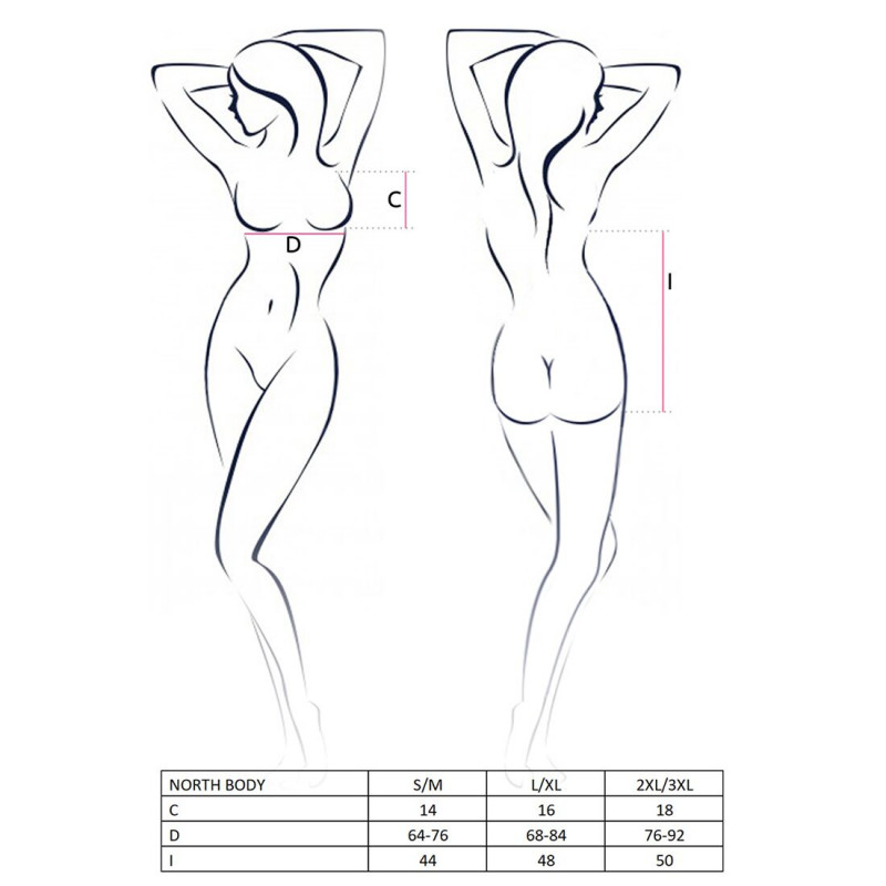 Чорне боді Passion Exclusive NORTH BODY L/XL ззаду, що розкриває деталі крою