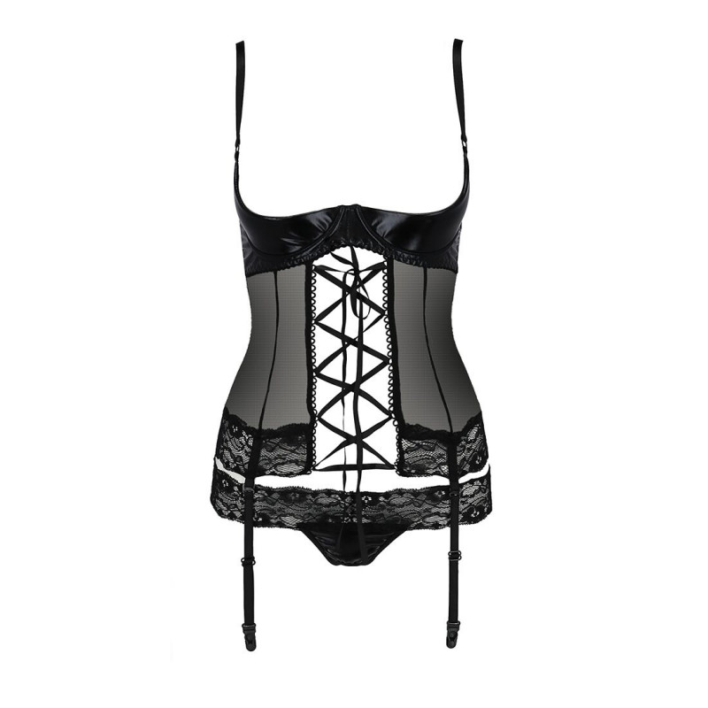 Чорний корсет Passion Exclusive NORTH CORSET S/M в упаковці