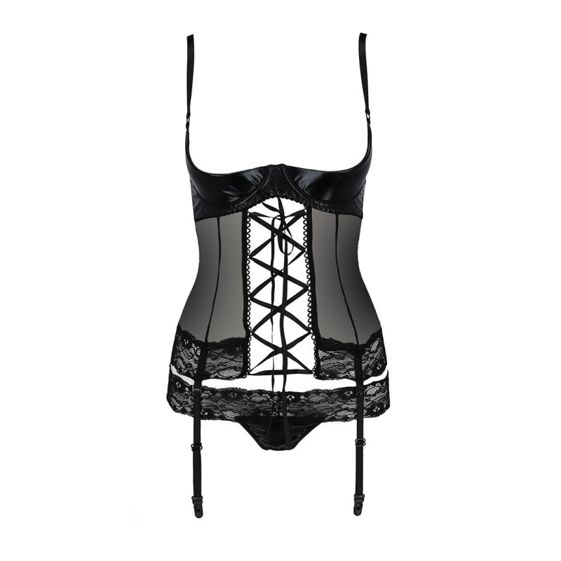 Текстура матеріалу чорного корсета Passion Exclusive NORTH CORSET XXL/XXXL - гладкість та блиск