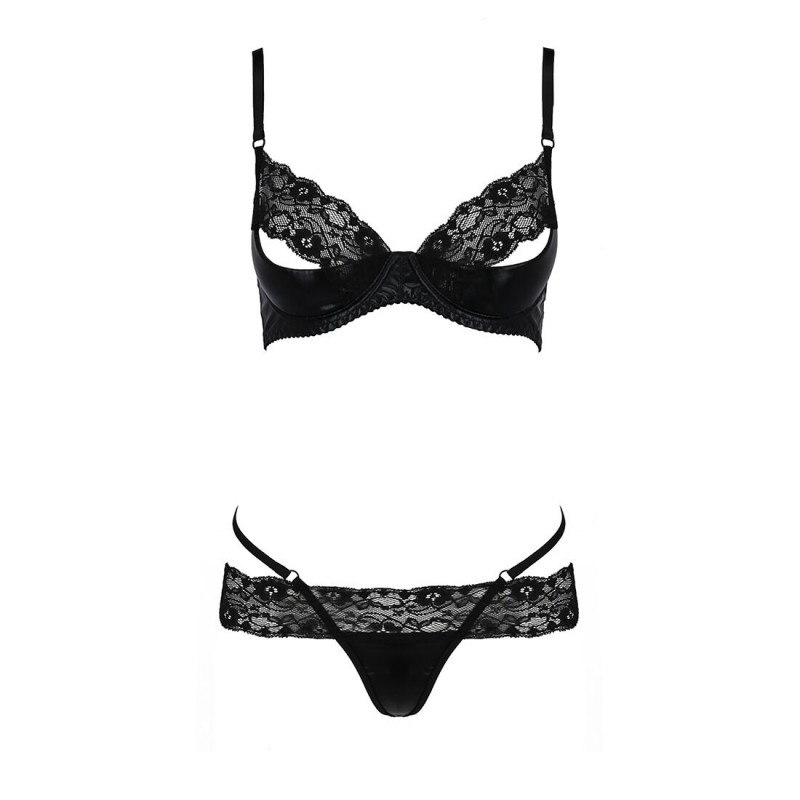 Трусики из комплекта Passion Exclusive NORTH SET L/XL, черный: вид сзади с деталями под латекс