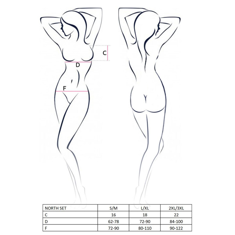 Фактура ткани и латексных элементов комплекта белья Passion Exclusive NORTH SET L/XL, черный, на дополнительном фото