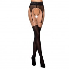 Еротичні колготки Passion TIOPEN 003 1/2 (20/40 den), nero, імітація панчох і пояса — Keks-Hub