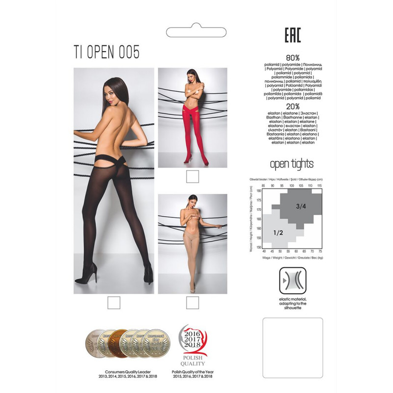 Текстура та деталі еротичних колготок Passion TIOPEN 005 1/2 (60 den) roso з вирізом