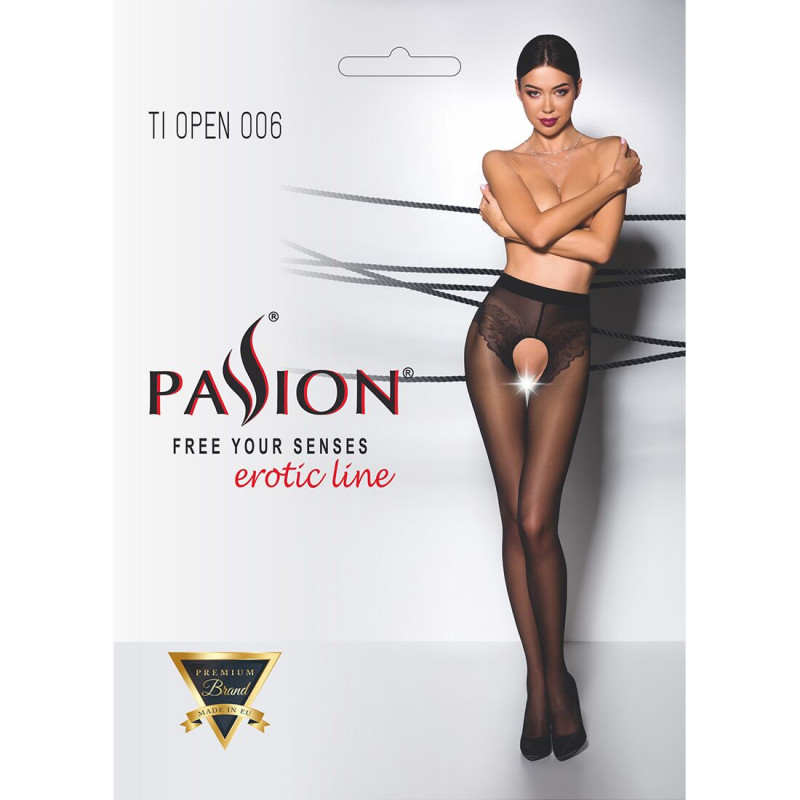 Эротические колготки Passion TIOPEN 006 3/4 (30 den), nero, имитация трусиков в деталях