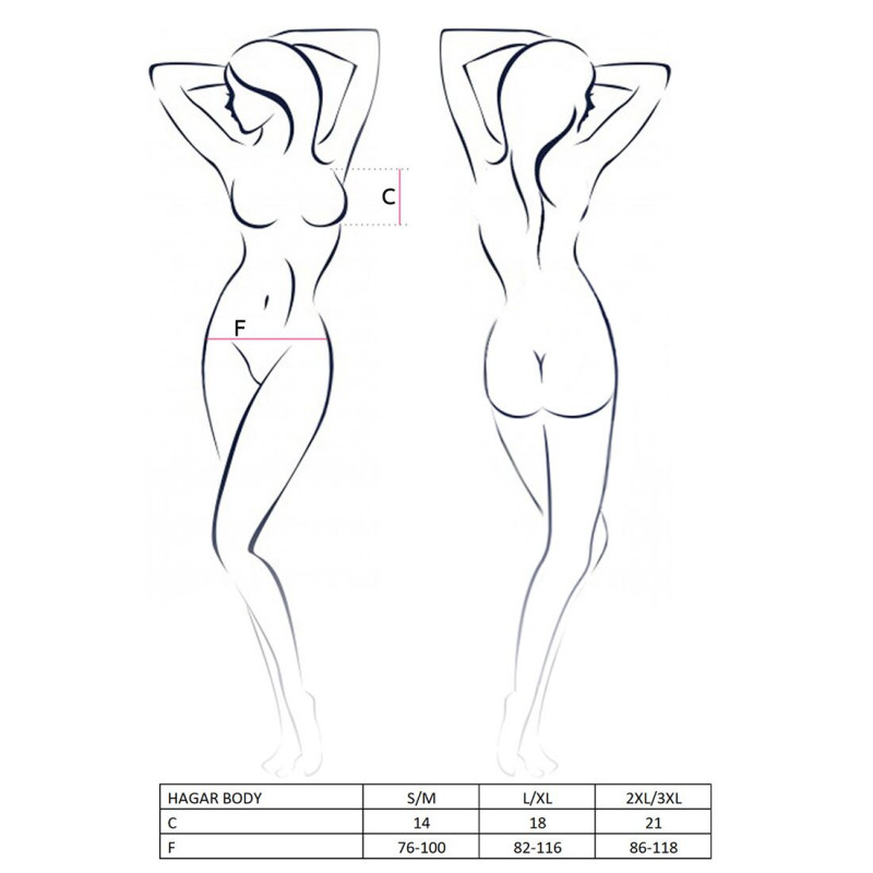 Чорне боді-монокіні Passion Exclusive HAGAR BODY XXL/XXXL крупним планом