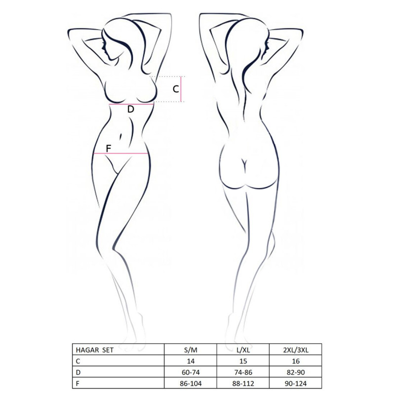 Комплект білизни Passion Exclusive HAGAR SET L/XL, чорний - загальний вигляд