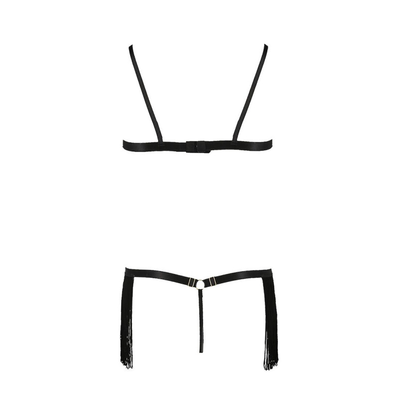 Комплект білизни Passion Exclusive KASSANDRA SET OpenBra S/M чорний - вид ззаду, еластичні ремінці