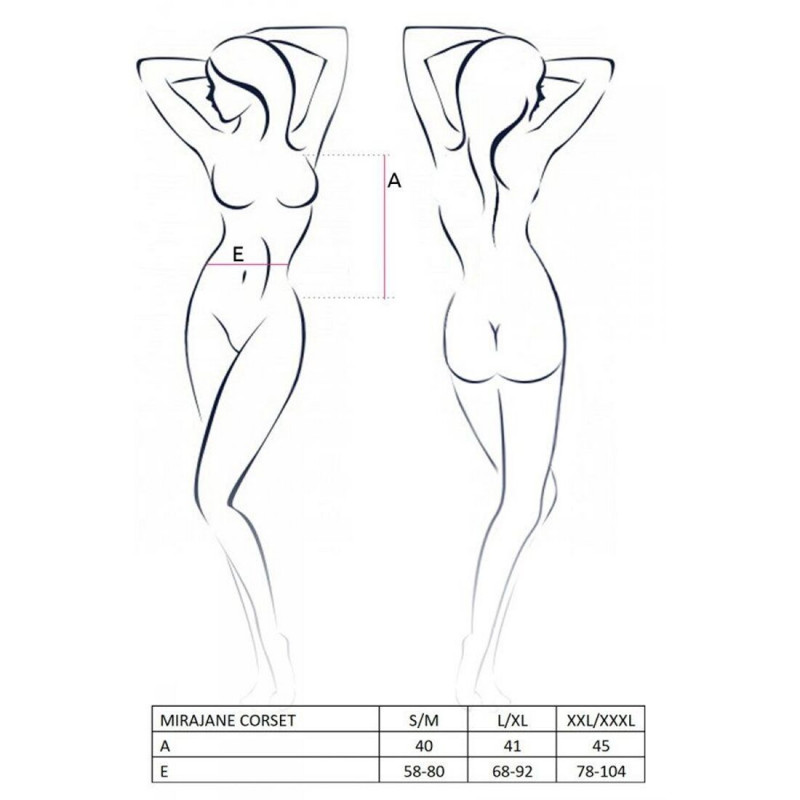 Повсякденний вигляд з напівпрозорим корсетом Passion Exclusive MIRAJANE CORSET XXL/XXXL, чорний