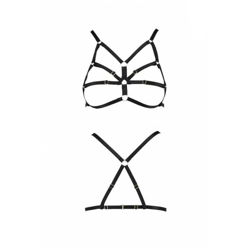 Детальний вигляд чорного бюстгальтера-стрепи Passion Exclusive ARMANDA BRA L/XL