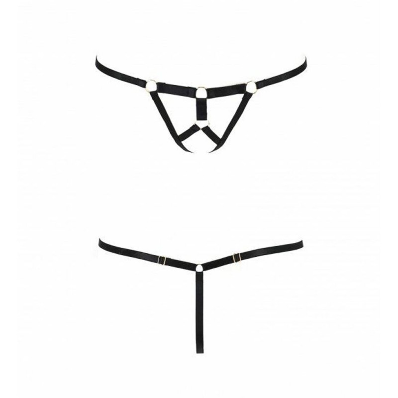 Задня частина чорних трусиків стрінг Passion Exclusive ARMANDA THONG L/XL, мінімалістичний дизайн