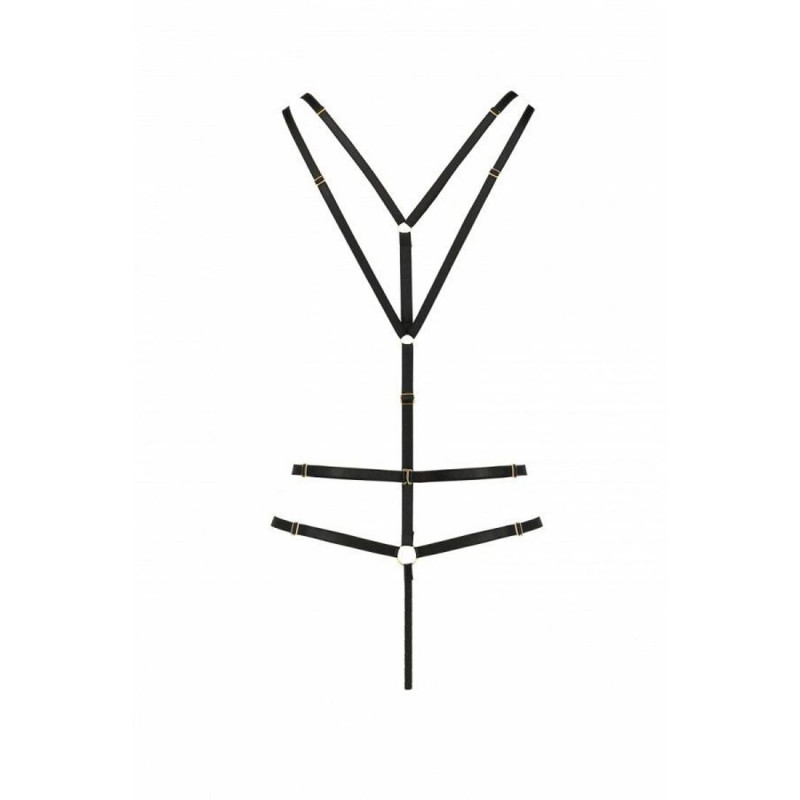 Відкрите боді Passion Exclusive MEGGY S/M, чорне, деталі дизайну