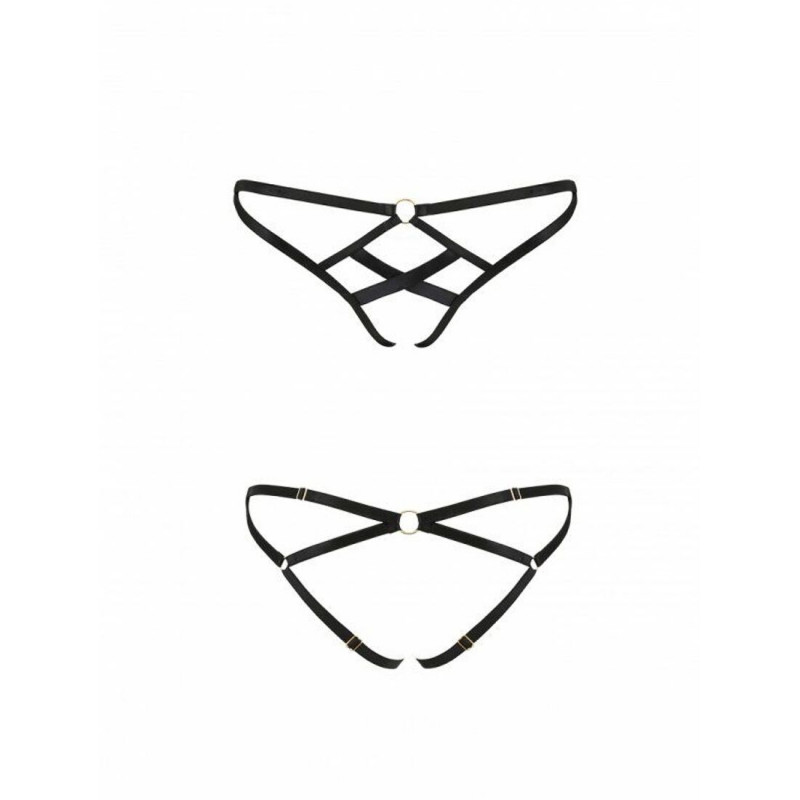 Детальний вигляд задньої частини чорних трусиків-стрінг Passion Exclusive NICKY THONG L/XL, що підкреслює витонченість.