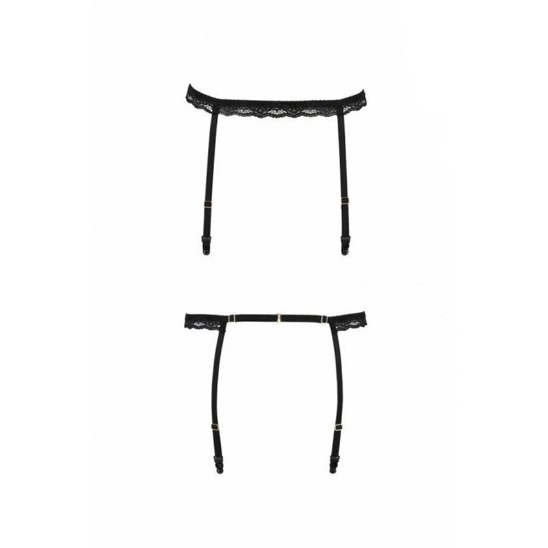 Текстура матеріалу пояса-стрепів Passion Exclusive SHELLY GARTER BELT L/XL, чорний - гладка і приємна на дотик