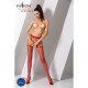 Колготки-бодістокінг Passion S004 red: деталі імітації панчіх та пояска, вид спереду