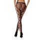 Ажурні колготки-бодістокінг Passion S008 black - детальний вид збоку з лампасами-сіткою