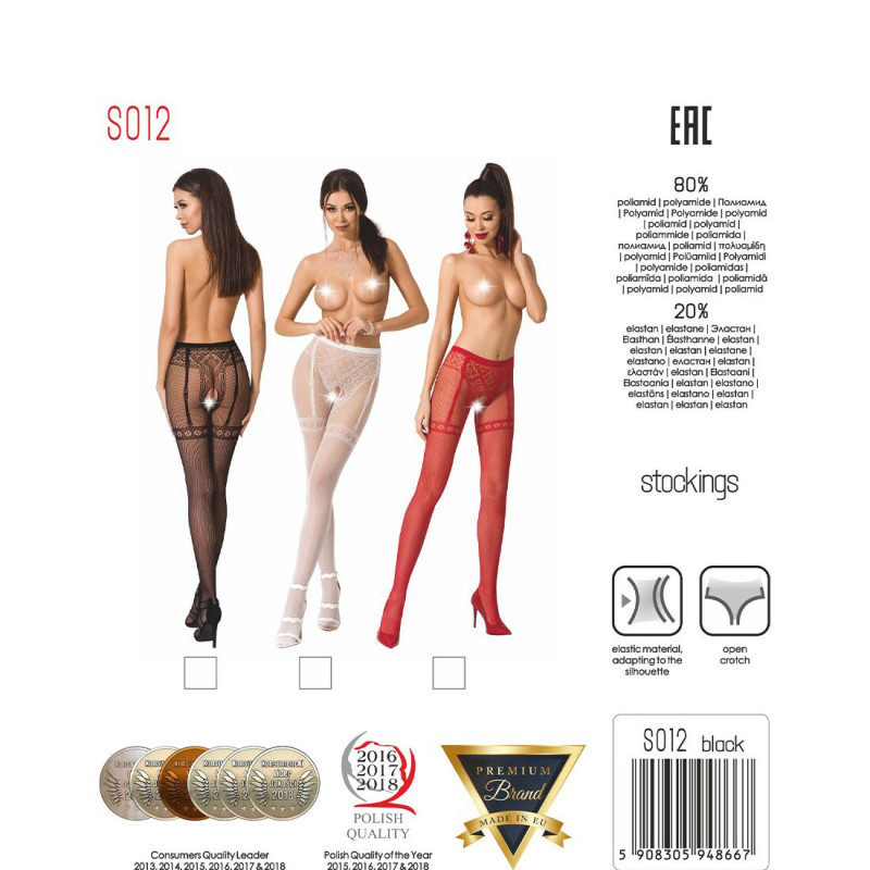 Деталі дизайну колготок-бодістокінгів Passion S012 One Size, Black