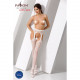 Мереживні колготки-бодістокінги Passion S014 One Size, білі - вид збоку, демонструє посадку