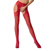 Колготки-бодістокінги Passion S017 One Size, Red, з відкритим доступом