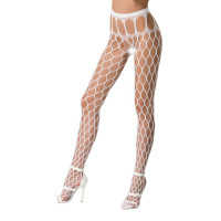 Колготки-бодістокінг Passion S021 white, сітка, високий пасок