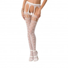 Бодистокинги Passion S025 One Size, White, имитация чулочков с пояском — Keks-Hub