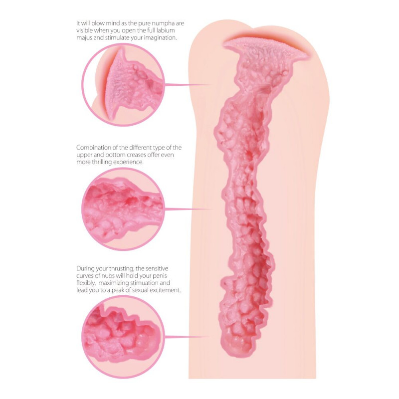 Фото мастурбатора-вагіни Kokos Sandara Double Layer з різних ракурсів, демонструючи його гнучкість