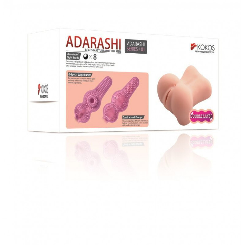 Мастурбатор-вагіна Kokos Adarashi -1 Double Layer Doggy-Style, білий, реалістичний вигляд