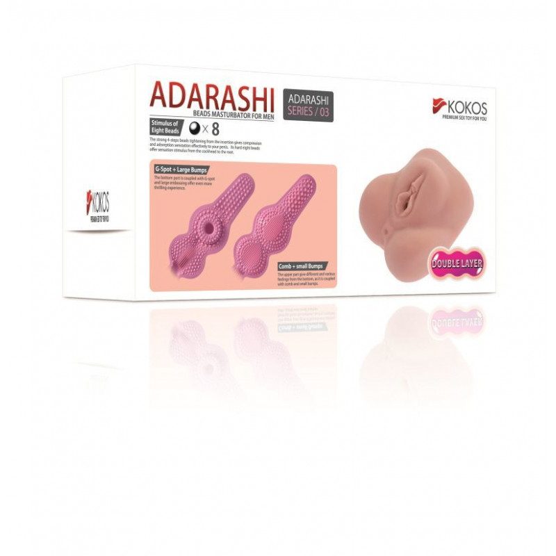 Мастурбатор-вагіна двошаровий Kokos Adarashi -3, демонстрація гнучкості матеріалу