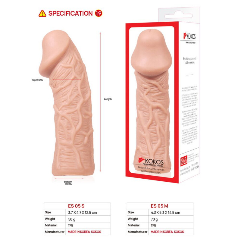 Текстура насадки на член Kokos Extreme Sleeve ES.05 розмір M