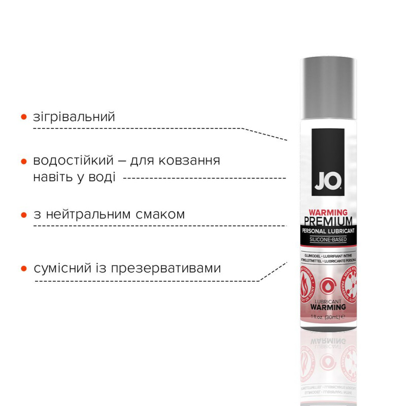 Упаковка лубриканта JO PREMIUM WARMING, 30 мл, детальний огляд