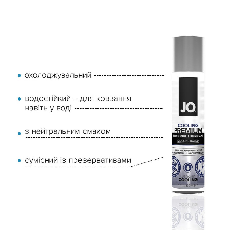 Упаковка силіконового лубриканту JO PREMIUM COOLING, стильний дизайн