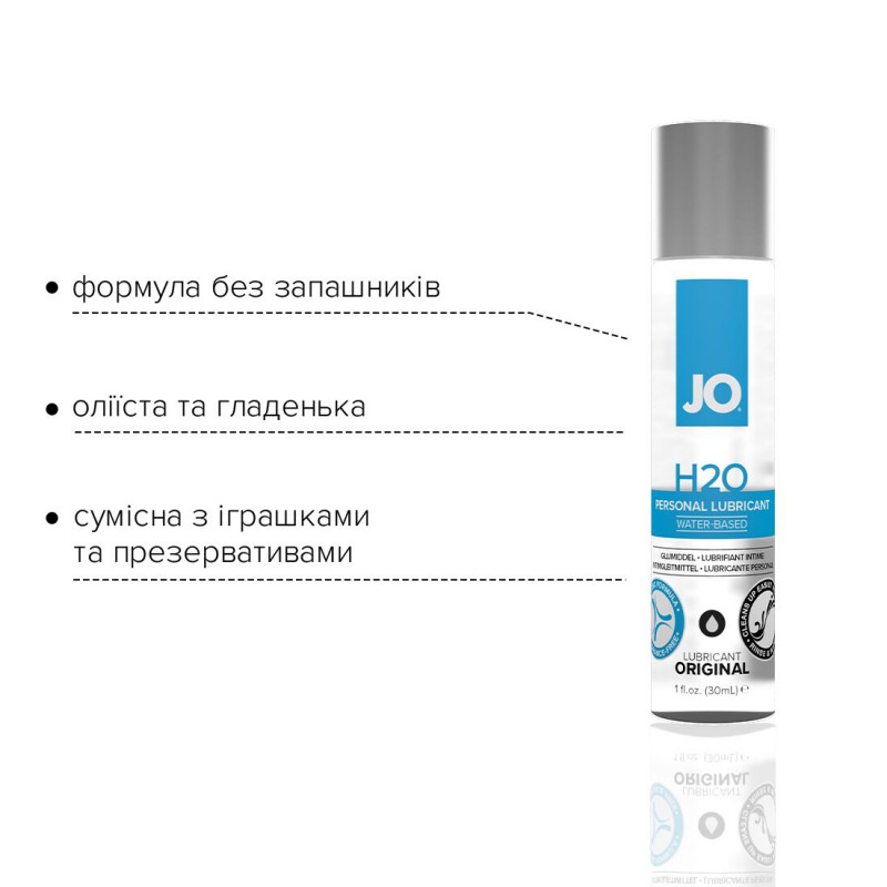 JO H2O ORIGINAL 30 мл - змазка на водній основі, вигляд збоку