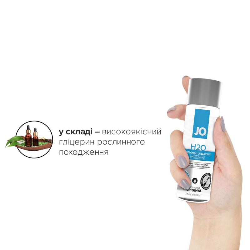 Лубрикант JO H2O ORIGINAL: текстура на водній основі, олійна, з гліцерином, вигляд збоку