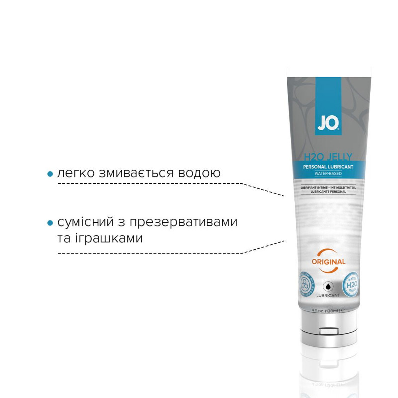 Вигляд збоку лубриканта JO H2O JELLY Original - пляшка 120 мл