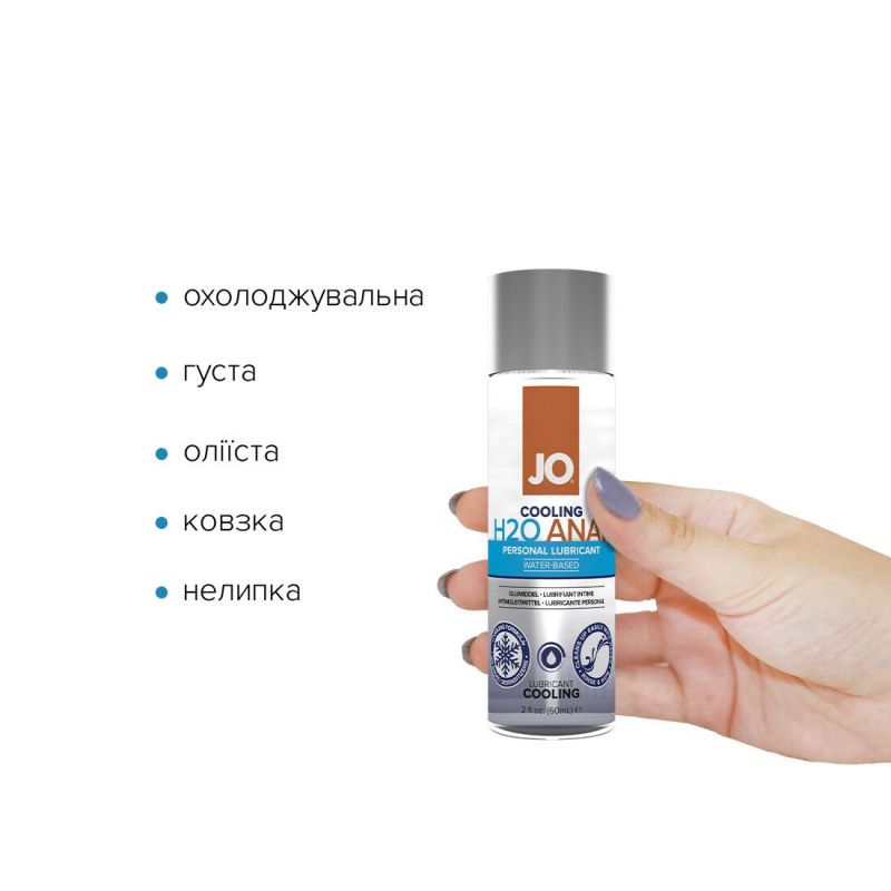 Анальна змазка JO H2O COOLING охолоджувальна - вид збоку