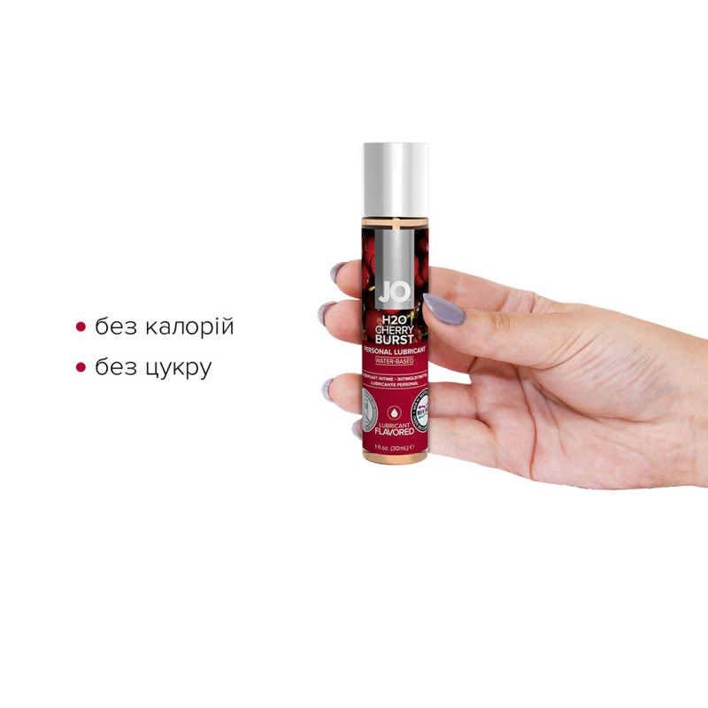 Упаковка лубриканта JO H2O Cherry Burst 30 мл, вид спереду
