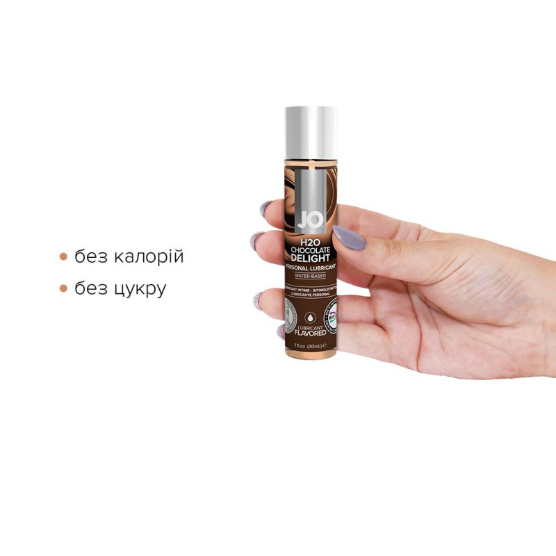 JO H2O Chocolate Delight 30 мл - змазка з детальною інформацією про склад на упаковці