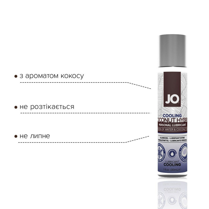 Упаковка охолоджувальної змазки JO Coconut Hybrid COOLING 30 мл, біла