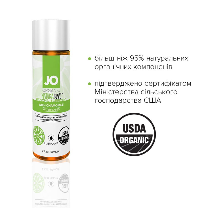 Текстура змазки JO NATURALOVE ORGANIC 60 мл - прозора та гладка