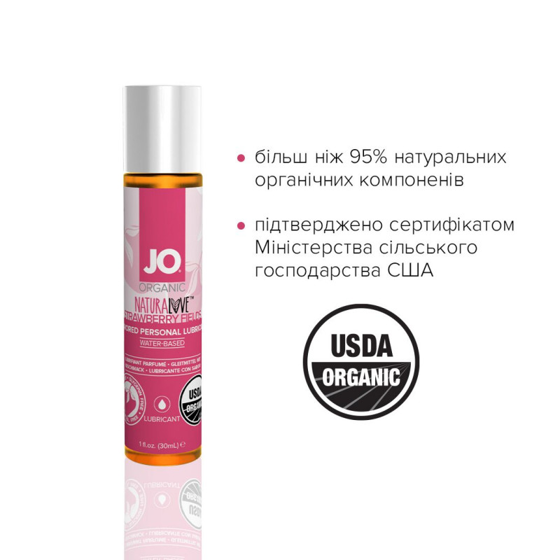 Упаковка інтимної змазки JO NATURALOVE Strawberry 30 мл, стильний дизайн коробки
