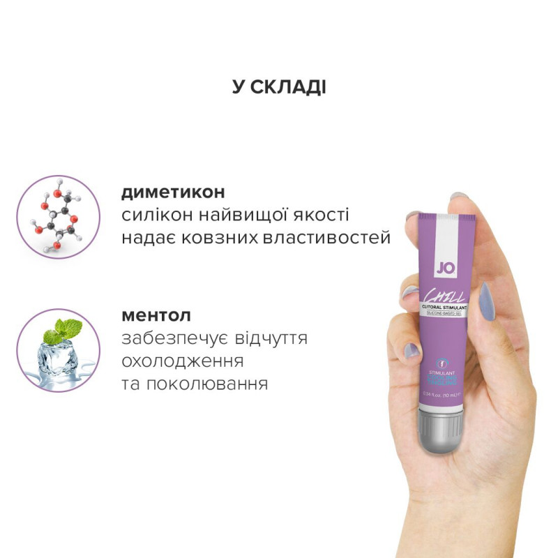 Текстура стимулювального гелю JO CHILL COOLING 10 мл, прозора та легко наноситься