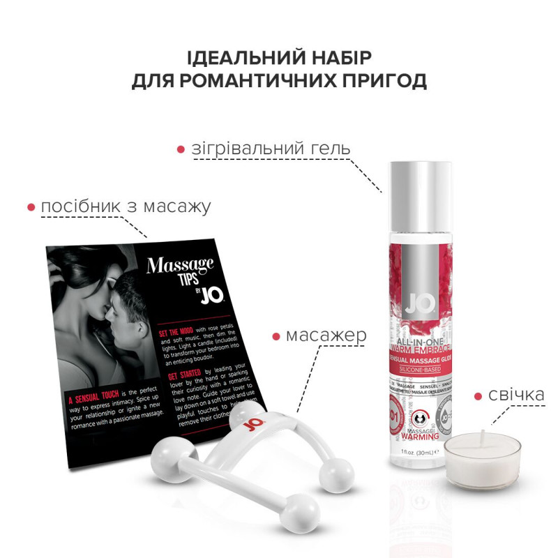 Розігрівальний гель з масажного набору JO ALL IN ONE MASSAGE GIFT SET