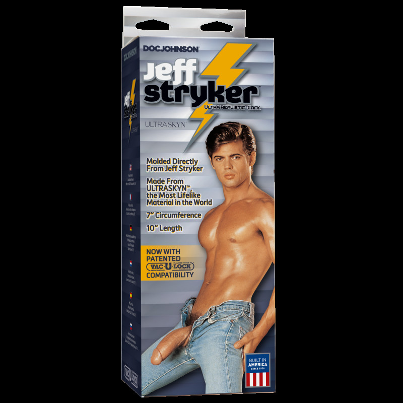 Фалоімітатор Doc Johnson Jeff Stryker White, вид збоку, демонструє реалістичну анатомічну форму